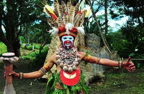 Tribal dancers in traditional costume